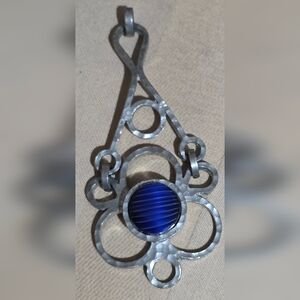 BENT LARSON DENMARK DESIGNER SILVER BLUE STONE PENDANT SIGNED 37.04 Grams